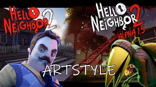 ARTSTYLE comparison of Hello Neighbor 2 and its Alphas [upl. by Aneliram917]