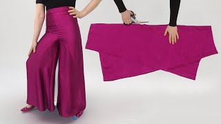 Only 1 Meter🌺 Very Easy Palazzo Pants Cutting and Stitching SUPER METHOD [upl. by Zacarias]