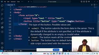 HTML Form Control  Button  Submit  Reset Form Control [upl. by Cohe]