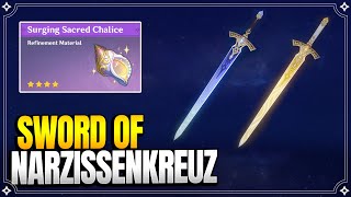 How to get Sword of Narzissenkreuz  Refinement Material Surging Sacred Chalice 【Genshin Impact】 [upl. by Eittah225]