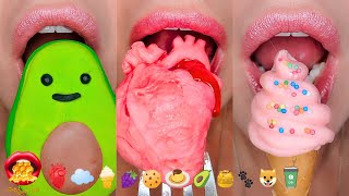 ASMR Satisfying Eating Emoji Food Challenge Wax Frozen Honey Candy Fondant Mukbang 먹방 [upl. by Peednas]