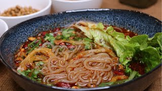 Hot and Sour Noodle Soup Recipe Sichuan Suan La Fen 酸辣粉 [upl. by Ducan193]