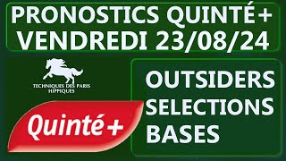 PRONOSTIC ET BASE QUINTÉ DU VENDREDI 23 AOÛT 2024  PRIX DARGENTAN  ATTELE  R1C4  CABOURG [upl. by Healion]