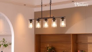 VONLUCE 5Light Pendant Chandelier  Adjustable Kitchen Lighting [upl. by Cherise]