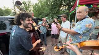 Tim OBrien Pete Wernick Sam Grisman etc backstage quotHigh on a Mountain Topquot  RockyGrass 72824 [upl. by Gnim]