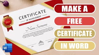 Create a certificate template in word for free  lots of tips and tricks [upl. by Nellek]