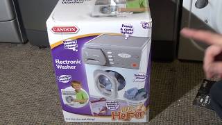 Unboxing Review and Demo of Casdon Hotpoint Replica Washmatic Toy washing machine [upl. by Hezekiah]