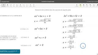 Ecuaciones de segundo grado completas cuadráticas  Graspable Math [upl. by Alled]