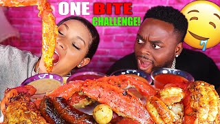 ONE BITE SEAFOOD BOIL MUKBANG CHALLENGE KING CRAB MEGA PRAWNS LOBSTER TAILS 먹방  QUEEN BEAST [upl. by Gnouhk]