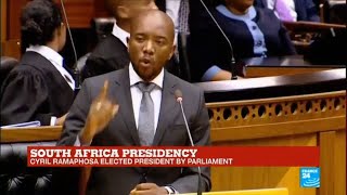 Sout Africa Parliament members react to Ramaphosas election as president [upl. by Tabina219]