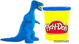 Dinosaurs Play doh Stop Motion TRex Dinosaur animation Tyrannosaurus Rex dinosaur toy cars Jurassic [upl. by Arymahs]