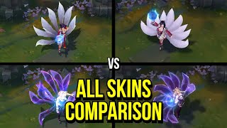 AHRI VISUAL UPDATE REWORK 2023 ALL SKINS OLD VS NEW COMPARISON  League of Legends [upl. by Bondy436]