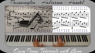 Passacaglia HandelHalvorsen  Easy Slow Piano Tutorial [upl. by Vasilis100]