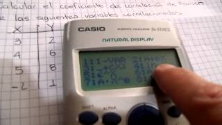 Calcular Coeficiente de Correlación de Pearson con calculadora CASIO FX570ES [upl. by Llerrehc]