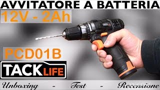 Trapano avvitatore a batteria TACKLIFE 12V PCD01B ricaricabile Recensione completa senza fili [upl. by Aletha797]