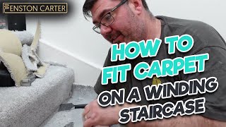 A video guide on how to fit carpet on a straight stairs and a winding staircase [upl. by Aiker898]