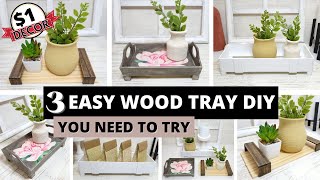 3 Easy Wood Tray DIY  Paint Stick DIY  Dollar Decor [upl. by Innes]