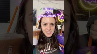 Tasting the new potion iced macchiato from dunkindonuts halloweenfood [upl. by Merdith]