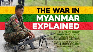 Myanmars Forgotten War Explained The Military Coup Revolution NUG Rohingya  2023 Latest News [upl. by Tedi]