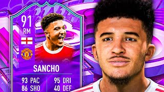 5⭐5⭐ SANCHOOOO 😍 91 FUT BIRTHDAY SANCHO PLAYER REVIEW  FIFA 22 Ultimate Team [upl. by Aramit]