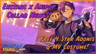 Enstars Anipop Collaboration News 20 Free Summons And Free 4 Star Adonis [upl. by Ahsiniuq410]