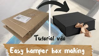 easy shirtbox making tutorial  hamper box making at home  hamperbox without foam board [upl. by Nekciv9]