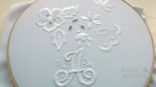 HAND EMBROIDERY monogram quotAquot Easy Satin stitch [upl. by Clo600]