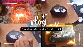 Painting a stone to shri shaligram । Vlog । Kalkasat  How to paint shaligram on a stone [upl. by Omland493]