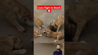 Lions Fight to Death ☠️ shorts viral trending wildlifes animals loins wildanimals lionsfight [upl. by Dekeles]