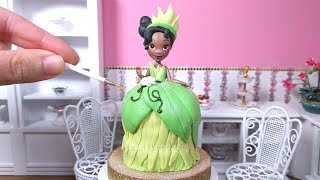 Miniature Tiana Disney princess doll cake  mini food ASMR [upl. by Ohploda]