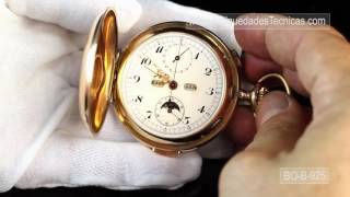 Reloj de bolsillo Antiguo Oro de 14 K con sonería de cuartos cronómetro calendario [upl. by Sibley]