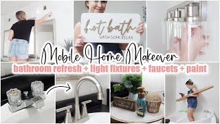 🛁 MOBILE HOME BATHROOM MAKEOVER ON A BUDGET  paint  decorate  refresh [upl. by Loferski265]