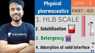 HLB Scale  solubilisation  detergency  adsorption at solid interface  physical pharmaceutics [upl. by Hcaz]