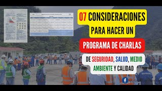 ¡7 consideraciones para hacer un Programa de CHARLAS de Seguridad Salud Medio Ambiente y Calidad [upl. by Anahsirk95]