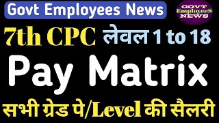 7th Pay Matrix for Level 1 to 18 जानिए Grade Pay 1800 to HAG का नया लेवल amp सैलरी 7th Pay Matrix [upl. by Geldens]