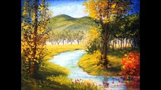 Nature  Oil Pastel Tutorial  How to paint a landscape with oil pastel  SHORT VERSION [upl. by Estey]