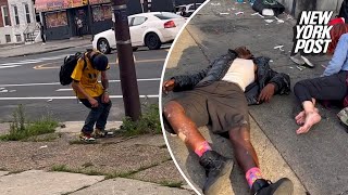 Shocking video shows zombielike addicts at ‘ground zero’ of Philadelphia’s ‘tranq’ epidemic [upl. by Goulet]