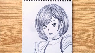 How To Draw A Beautiful Anime Girl  Step By Step Tutorial  Pencil Drawing [upl. by Melvyn]