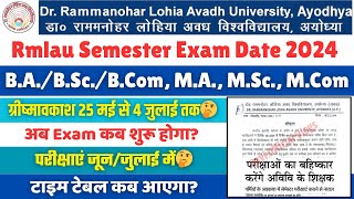 rmlau news today  UG amp PG Sem  rmlau exam date 2024  rmlau exam time table 2024 rmlauexam [upl. by Nylecyoj]