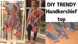 DIY TRENDY Simple HANDKERCHIEF Top Flare Top step by step [upl. by Nerual]