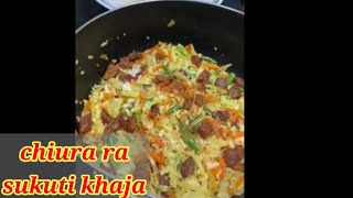 How to make Chiura Sukuti khaja Nepali Beaten rice sukuti  Potato fry  simi  gajar ko khaja [upl. by Holmes]