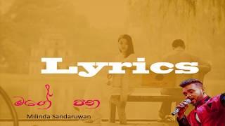 Mage Pana  Milinda Sandaruwan Sudu 2 Lyrics Video [upl. by Previdi]