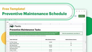 Creating a Preventive Maintenance Schedule Spreadsheet w Free Template  Fleet Management Tools [upl. by Marc]