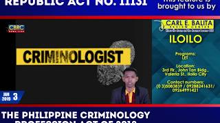 Republic Act  11131 The Philippine Criminology Profession Act of 2018 [upl. by Calista]