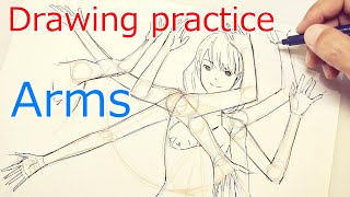 腕のワイヤーを描く練習  Drawing Practice Arms [upl. by Ahsoyek]