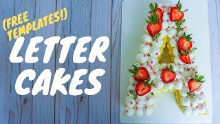 Letter Cake Tutorial  Cream Tarts  FREE Letter Templates [upl. by Rubel134]