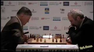 Match Kasparov vs Karpov day 2 31 Valencia 2009 [upl. by Hooke880]