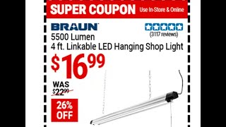 The Braun 5500 Linkable Shop Light from Harbor Freight Install and Review [upl. by Mihar]