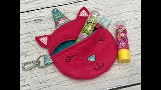 IN THE HOOP EMBROIDERY UNICORN KITTY LINED ZIPPER BAG [upl. by Annoik677]