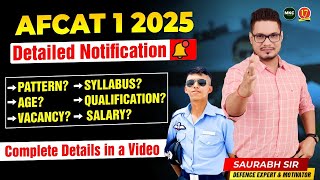 AFCAT 1 2025 Notification Out  AFCAT 1 2025 Age Syllabus Cutoff Pattern Salary  AFCAT Coaching [upl. by Eitsim]